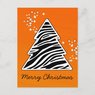 Cartão Postal De Festividades Árvore de Natal Orange Zebra