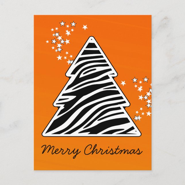 Cartão Postal De Festividades Árvore de Natal Orange Zebra (Frente)