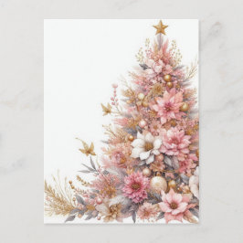 Cartão Postal De Festividades Árvore de Natal pastel rosa suave