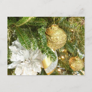 Cartão Postal De Festividades Árvore de Natal Prata e Dourado I Feriado