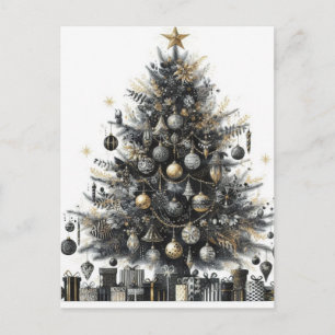 Cartão Postal De Festividades Árvore de Natal Preta