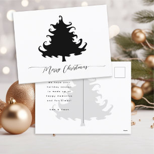 Cartão Postal De Festividades Árvore de Natal Preta Minimalista