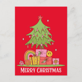 Cartão Postal De Festividades Árvore de Natal Retroativa