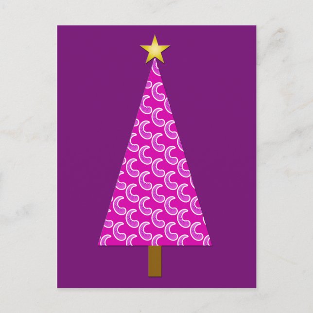 Cartão Postal De Festividades Árvore de natal roxa (Frente)