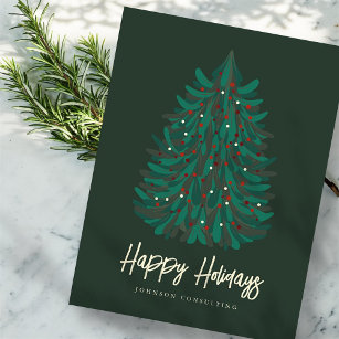 Cartão Postal De Festividades Árvore de Natal Simples e Moderna de Feriados Feli