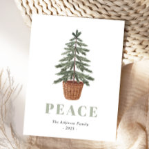 Árvore de Natal Simples Evergreen Paz
