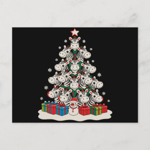 Cartão Postal De Festividades Árvore de Natal Zebra Festa de Natal Família
