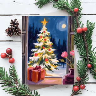 Cartão Postal De Festividades Árvore Feliz de Natal