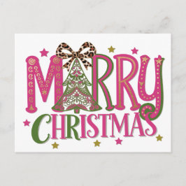 Cartão Postal De Festividades Árvore Feliz de Natal