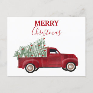 Cartão Postal De Festividades Árvore Natal Antiquada de Caminhão de Choque