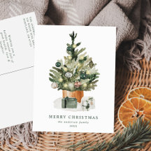 Árvore Natal Elegante Aquarela Não Foto