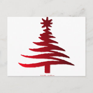 Cartão Postal De Festividades Árvore Natal Vermelho
