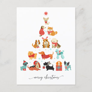 Cartão Postal De Festividades Árvore natalícia de alguns pássaros - Feriado de A