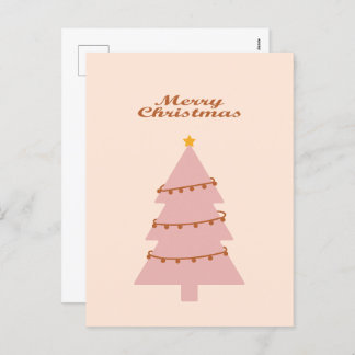 Cartão Postal De Festividades Árvore rosa de natal feliz