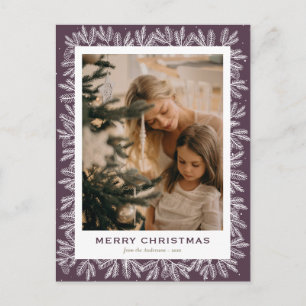 Cartão Postal De Festividades Árvore Roxo Moderna Cones Foto Natal