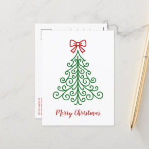 Cartão Postal De Festividades Árvore simples com Natal moderno Arco