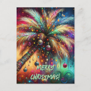 Cartão Postal De Festividades Árvore Tropical de Natal Whimsso Vivid