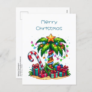 Cartão Postal De Festividades Árvore Tropical de Palma de Natal