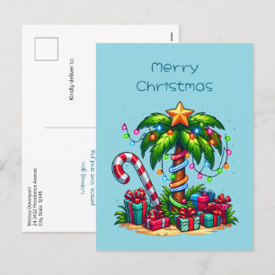 Cartão Postal De Festividades Árvore Tropical de Palma de Natal