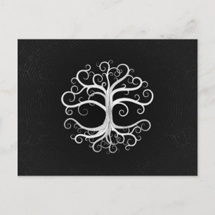 Cartão Postal De Festividades Árvore viva de preto e branco