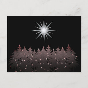 Cartão Postal De Festividades Árvores Brancas do Céu Silencioso, Natal Moderno
