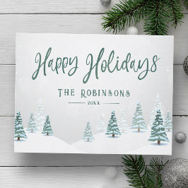 Cartão Postal De Festividades Árvores de inverno de Na moda Rustic Country Feliz