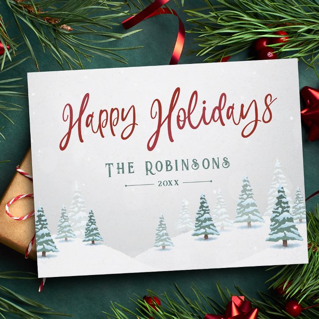 Cartão Postal De Festividades Árvores de inverno de Na moda Rustic Country Feliz (Criador carregado)