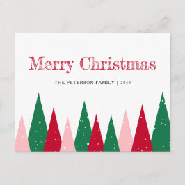 Cartão Postal De Festividades Árvores de Natal Coloridas Fofo Modernas Não-Fotog