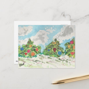 Cartão Postal De Festividades Árvores de Natal diurnas