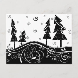 Cartão Postal De Festividades árvores de Natal do b&w