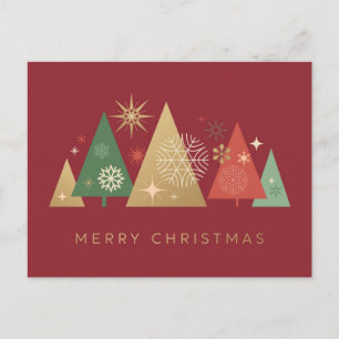 Cartão Postal De Festividades Árvores de Natal Douradas - Desejos Festivos Elega