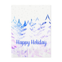 Árvores de Natal em Carga de Neve Azul Roxo e Bran