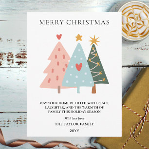 Cartão Postal De Festividades Árvores de Natal Escandinavas em Pastel Suave