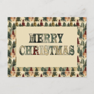 Cartão Postal De Festividades Árvores de Natal Feliz