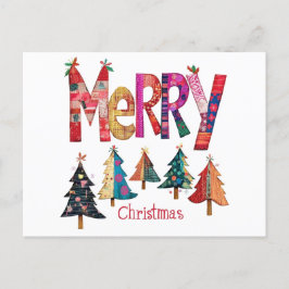 Cartão Postal De Festividades Árvores de Natal felizes