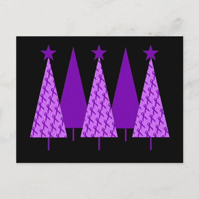 Cartão Postal De Festividades Árvores de Natal - Fita Violeta (Frente)