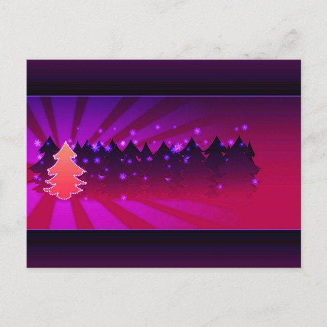 Cartão Postal De Festividades Árvores de Natal - Formas de Roxo (Frente)
