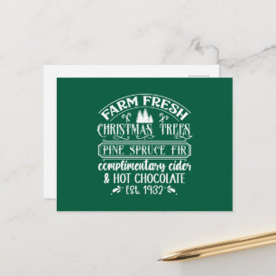 Cartão Postal De Festividades Árvores de Natal frescas de fazenda
