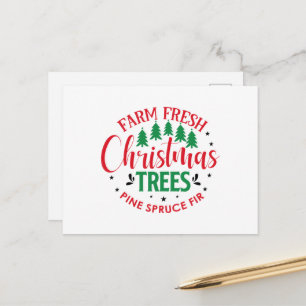 Cartão Postal De Festividades Árvores de Natal frescas de fazenda