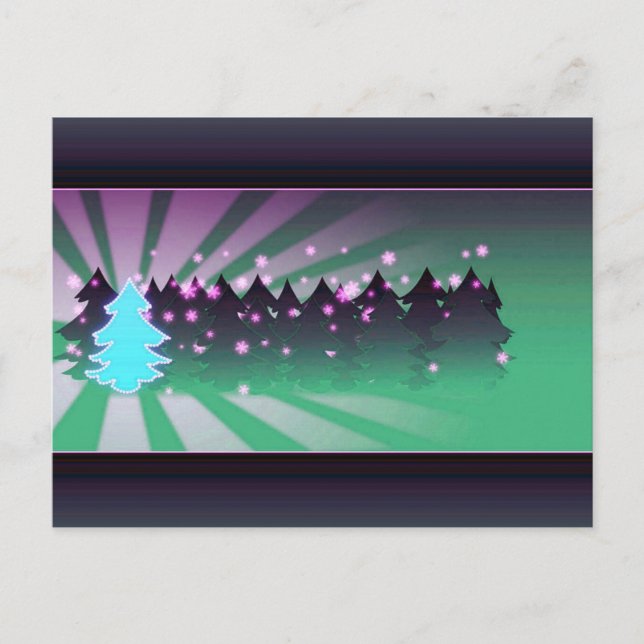 Cartão Postal De Festividades Árvores de Natal Matizes de Verde (Frente)