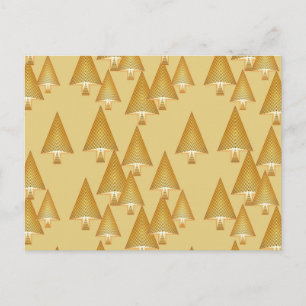Cartão Postal De Festividades Árvores de Natal metálicas modernas - ouro amarelo