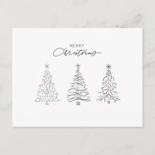 Cartão Postal De Festividades Árvores de Natal Minimalistas Pretas e Brancas