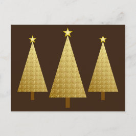 Cartão Postal De Festividades Árvores de Natal modernas de folha de ouro