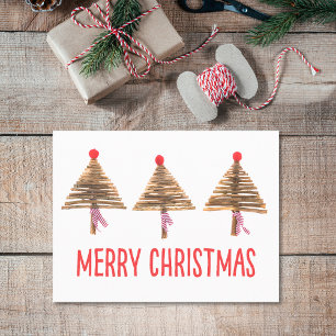Cartão Postal De Festividades Árvores de Natal Molhadas - Escandinava Cozy