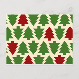 Cartão Postal De Festividades Árvores de Natal Padrão de Feriado