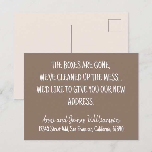 CARTÃO POSTAL DE FESTIVIDADES AS CAIXAS DESAPARECERAM, LIMPAMOS MESS MOVENDO (Frente/Verso)