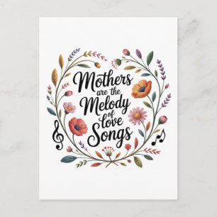 Cartão Postal De Festividades As Mães São a Melodia das Canções de Amor