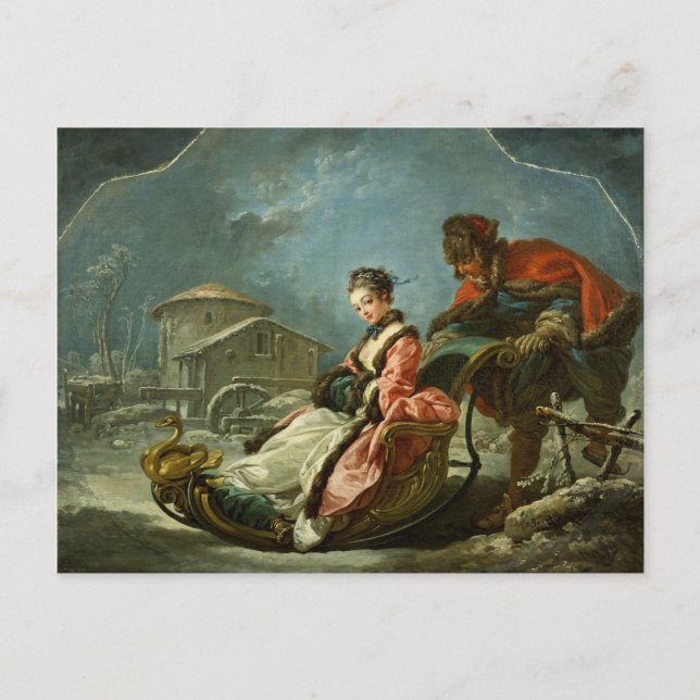 Cartão Postal De Festividades As quatro estações: Inverno por François Boucher (Frente)