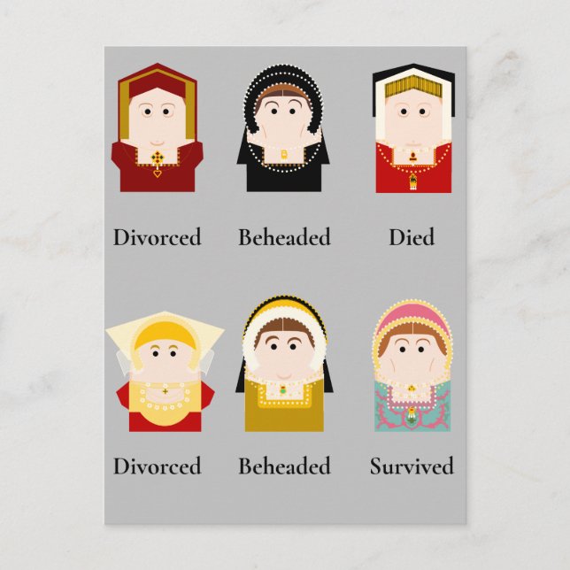 Cartão Postal De Festividades As seis esposas de Henrique VIII (Frente)