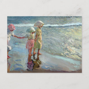 Cartão Postal De Festividades As três irmãs na praia por Joaquin Sorolla